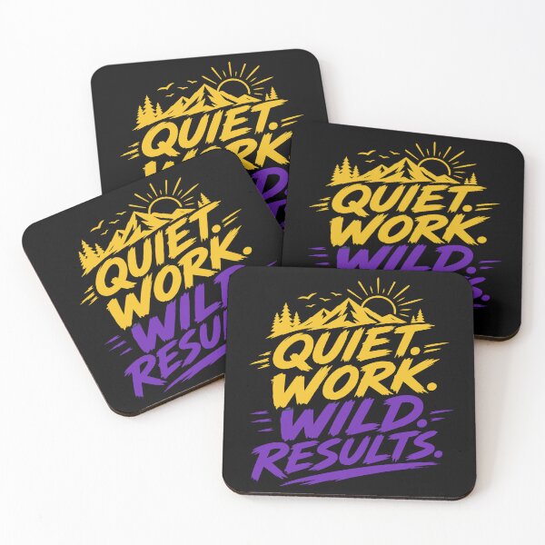 Item preview, Quiet Work Wild Results Mountain Adventure with Bold Yellow and Purple Outdoor Motivation designed and sold by Huddy-clothes.