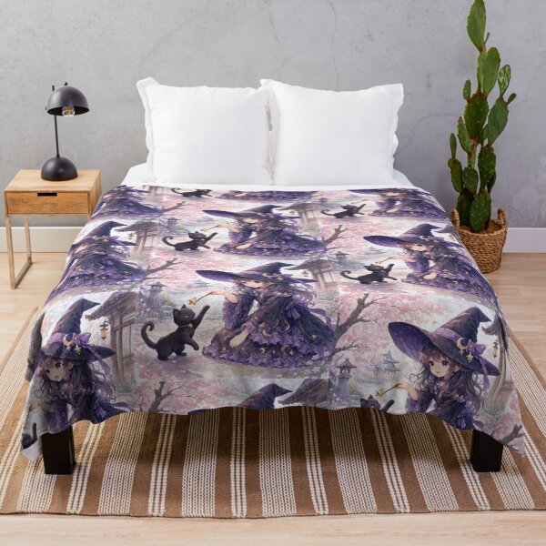 Item preview, Retro Anime Manga Witch and cat playing together designed and sold by Vintage Designs +.