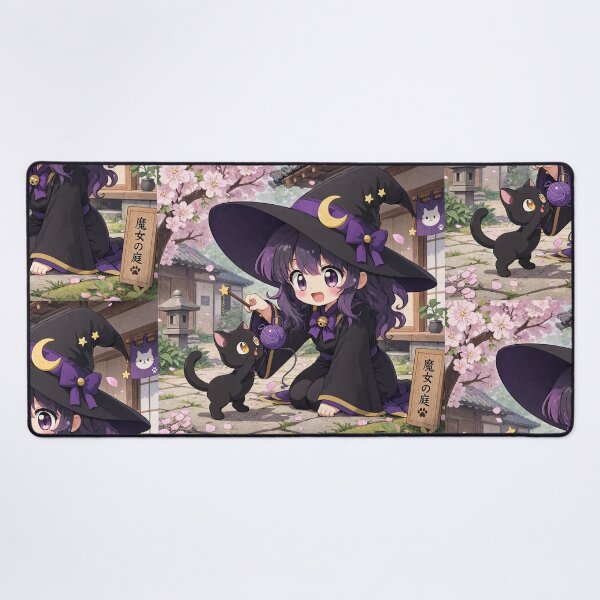 Item preview, Retro Anime Manga Witch and cat playing together designed and sold by Vintage Designs +.