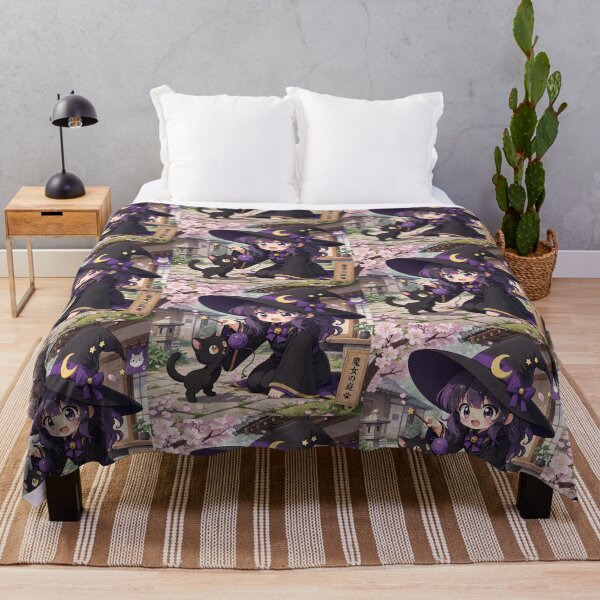 Item preview, Retro Anime Manga Witch and cat playing together designed and sold by Vintage Designs +.