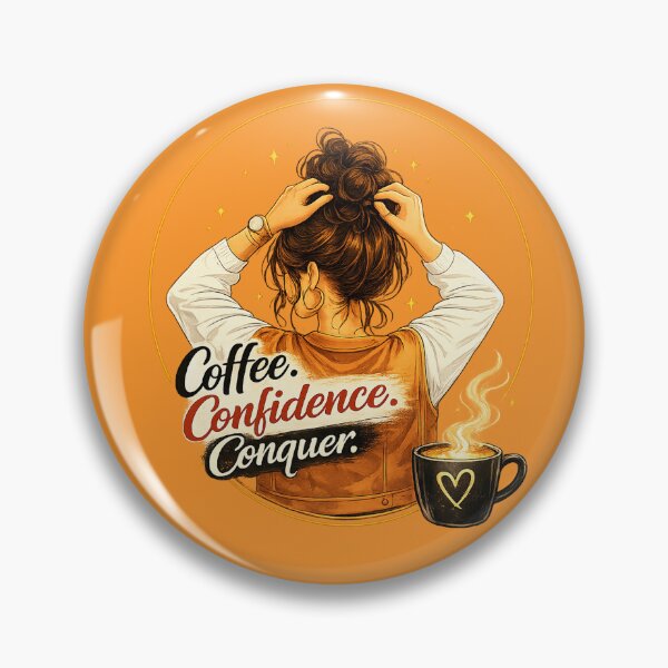 Item preview, Coffee Confidence Conquer - illustration of female motivation designed and sold by ElleMind.