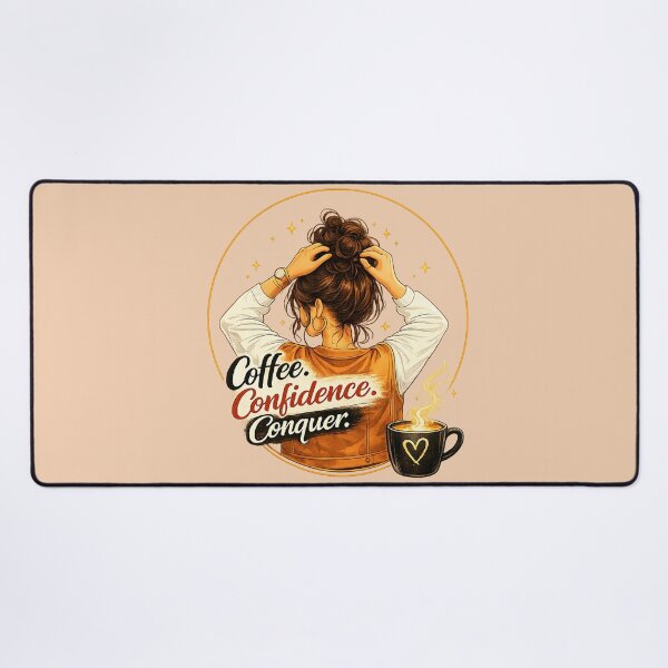Item preview, Coffee Confidence Conquer - illustration of female motivation designed and sold by ElleMind.