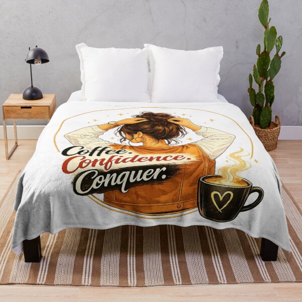 Item preview, Coffee Confidence Conquer - illustration of female motivation designed and sold by ElleMind.