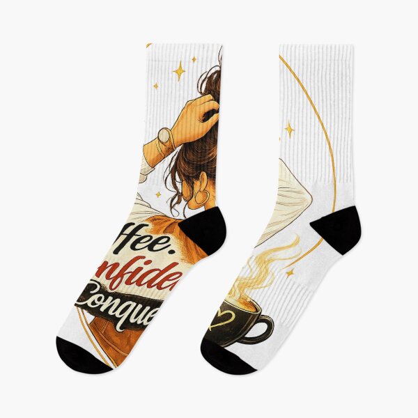 Item preview, Coffee Confidence Conquer - illustration of female motivation designed and sold by ElleMind.