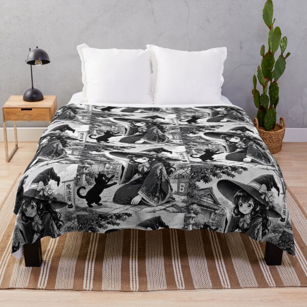 Item preview, Retro Anime Manga Witch and cat playing together designed and sold by Vintage Designs +.