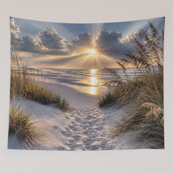 Item preview, Sunlit Beach Dunes and Ocean View with Golden Light designed and sold by Wild Bloom Paws.