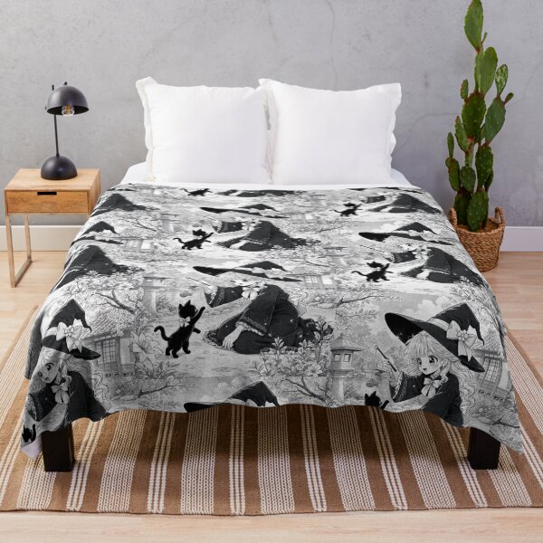 Item preview, Retro Anime Manga Witch and cat playing together designed and sold by Vintage Designs +.