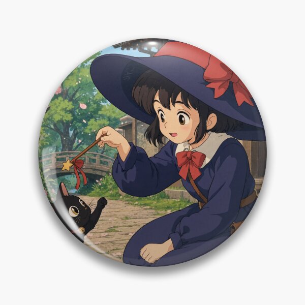 Item preview, Retro Anime Manga Witch and cat playing together designed and sold by Vintage Designs +.