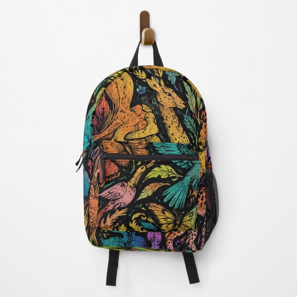 Item preview, Psychedelic Wildlife Backpack – Colorful Retro Nature Animal Design designed and sold by FreeArt2.