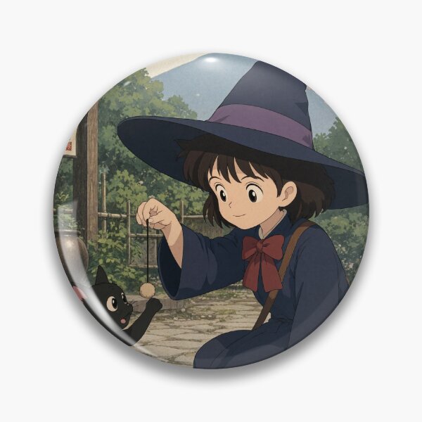 Item preview, Retro Anime Manga Witch and cat playing together designed and sold by Vintage Designs +.