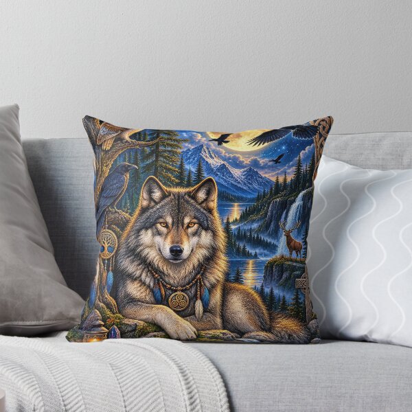 Item preview, Guardian of the Ancient Wild – Celtic Wolf & Moon designed and sold by thewandswant.