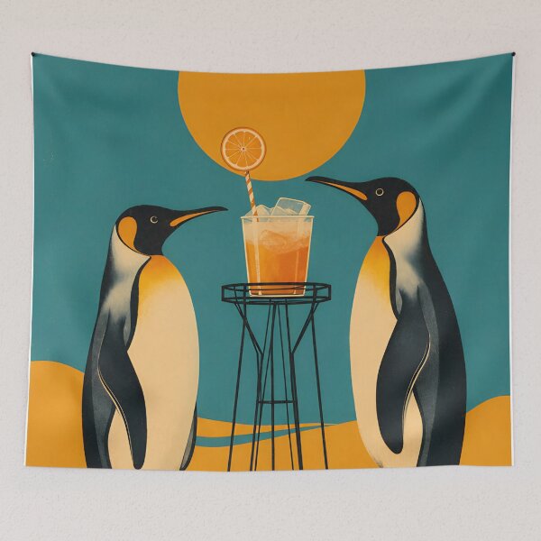 Item preview, Penguin Cocktail Canvas designed and sold by HesselKelvin.