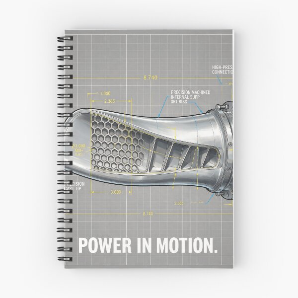 Item preview, Turbine Blade Blueprint with the text “POWER IN MOTION” designed and sold by DVerse Studio.