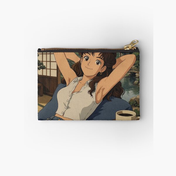 Item preview, Cute anime girl reclining with a cup of coffee designed and sold by Vintage Designs +.