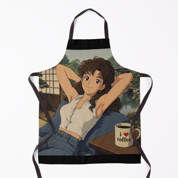 Item preview, Cute anime girl reclining with a cup of coffee designed and sold by Vintage Designs +.