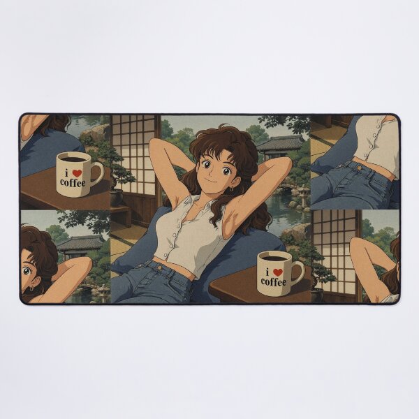 Item preview, Cute anime girl reclining with a cup of coffee designed and sold by Vintage Designs +.