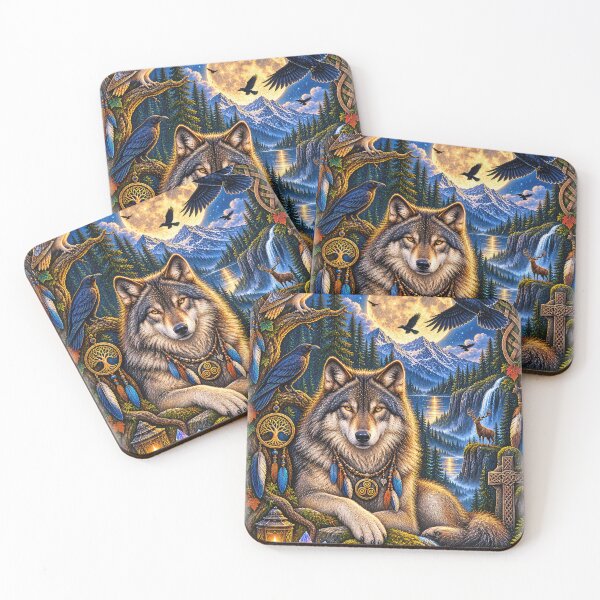 Item preview, Moonlit Wild Guardian – Celtic Wolf & Enchanted Forest designed and sold by thewandswant.