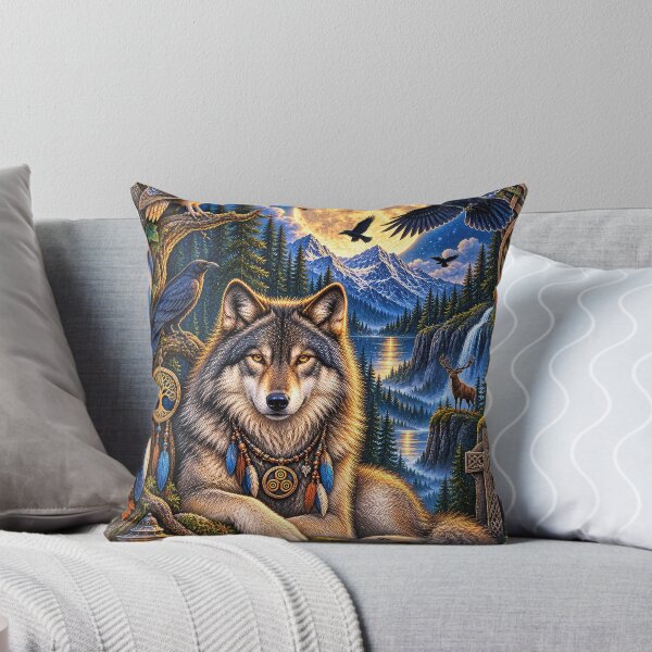 Item preview, Moonlit Wild Guardian – Celtic Wolf & Enchanted Forest designed and sold by thewandswant.