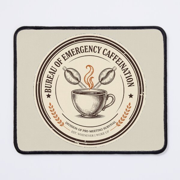 Item preview, Bureau of Emergency Caffeination - Funny Coffee Lover Badge designed and sold by HeeShirt.