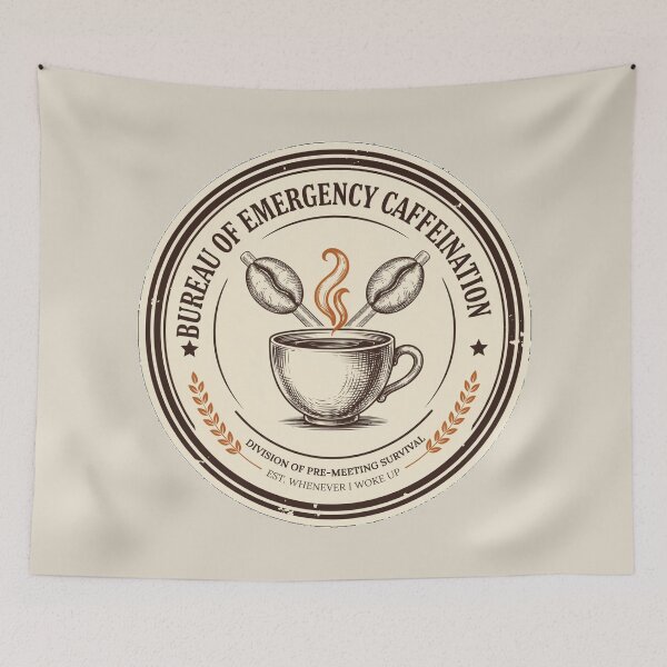 Item preview, Bureau of Emergency Caffeination - Funny Coffee Lover Badge designed and sold by HeeShirt.