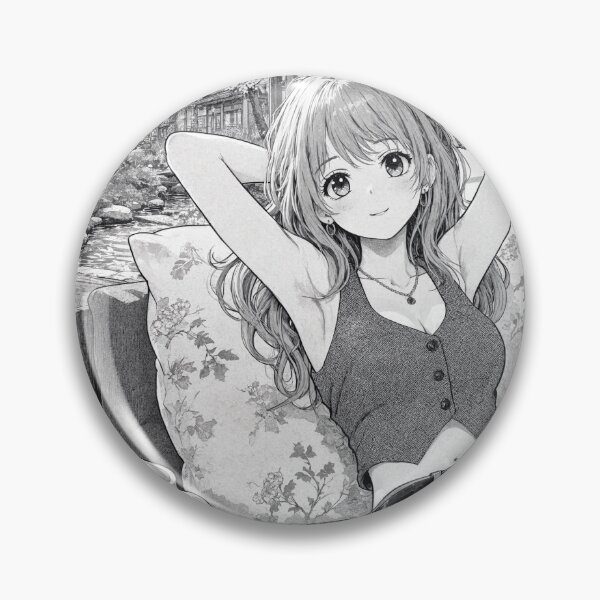 Item preview, Cute anime manga girl reclining with a cup of coffee designed and sold by Vintage Designs +.