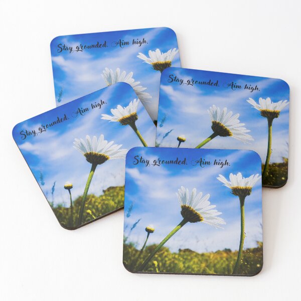 Item preview, Stay Grounded Aim High - Motivational Daisy Flowers in Blue Sky designed and sold by Tammigrafie.