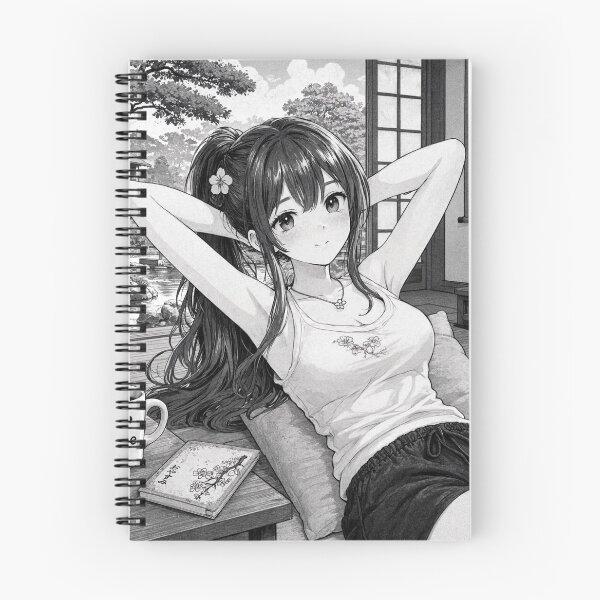 Item preview,  Cute anime manga girl reclining with a cup of coffee designed and sold by Vintage Designs +.