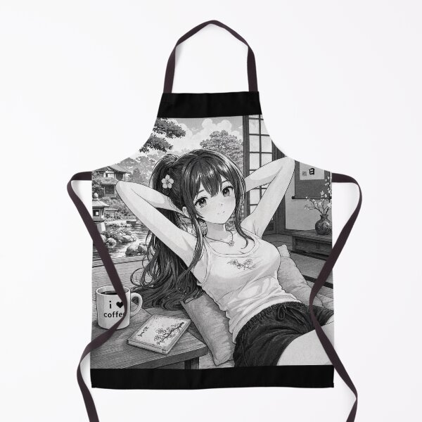 Item preview,  Cute anime manga girl reclining with a cup of coffee designed and sold by Vintage Designs +.