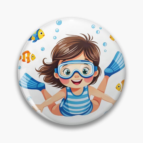 Item preview, An adorable young girl in diving fins and diving goggles. designed and sold by Ponted.
