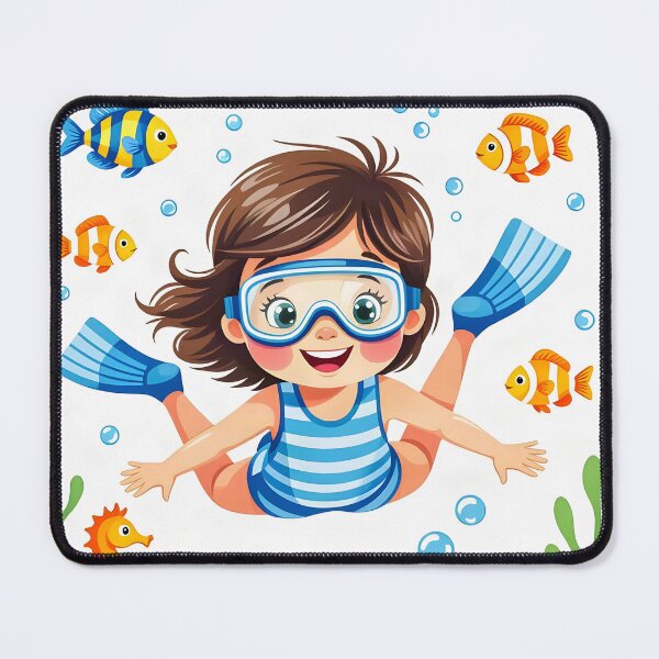 Item preview, An adorable young girl in diving fins and diving goggles. designed and sold by Ponted.