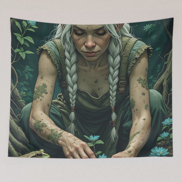 Item preview, Eleven in front of a skull and frogs in the forest designed and sold by Mianku | Für das Leben.