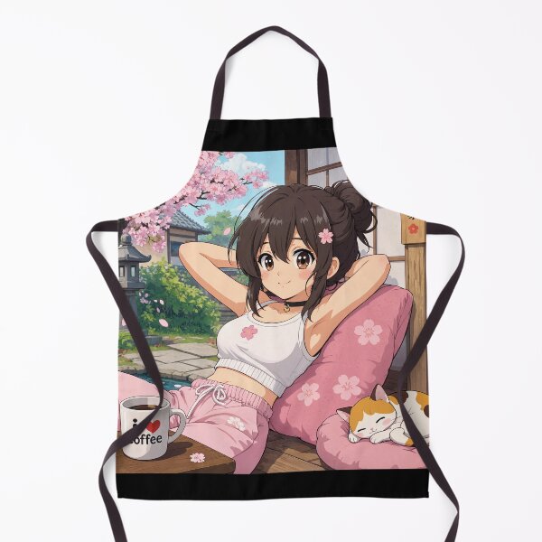 Item preview,  Cute anime manga girl reclining with a cup of coffee designed and sold by Vintage Designs +.