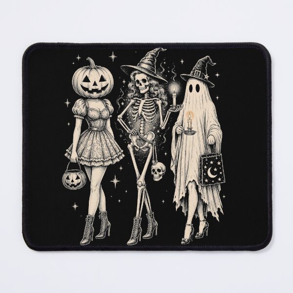 Item preview, Vintage Halloween Witchy Girls Skeleton Ghost and Pumpkin Head Fashion designed and sold by ArcaneArtistry.
