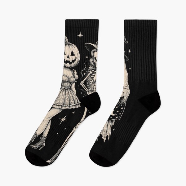 Item preview, Vintage Halloween Witchy Girls Skeleton Ghost and Pumpkin Head Fashion designed and sold by ArcaneArtistry.