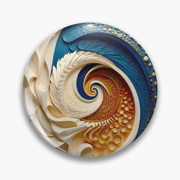 Item preview, Intricate Swirl of Colors in Blue Gold and White designed and sold by Vicky Brago-Mitchell®.