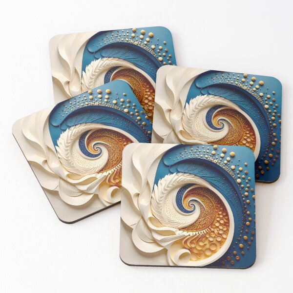 Item preview, Intricate Swirl of Colors in Blue Gold and White designed and sold by Vicky Brago-Mitchell®.