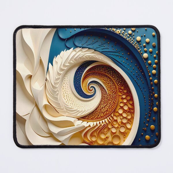 Item preview, Intricate Swirl of Colors in Blue Gold and White designed and sold by Vicky Brago-Mitchell®.