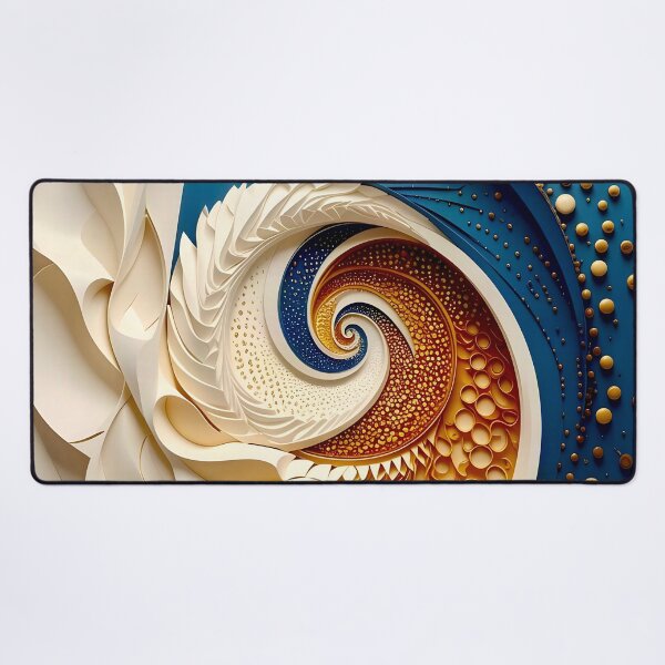 Item preview, Intricate Swirl of Colors in Blue Gold and White designed and sold by Vicky Brago-Mitchell®.