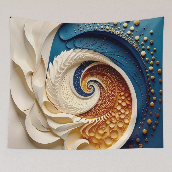 Item preview, Intricate Swirl of Colors in Blue Gold and White designed and sold by Vicky Brago-Mitchell®.