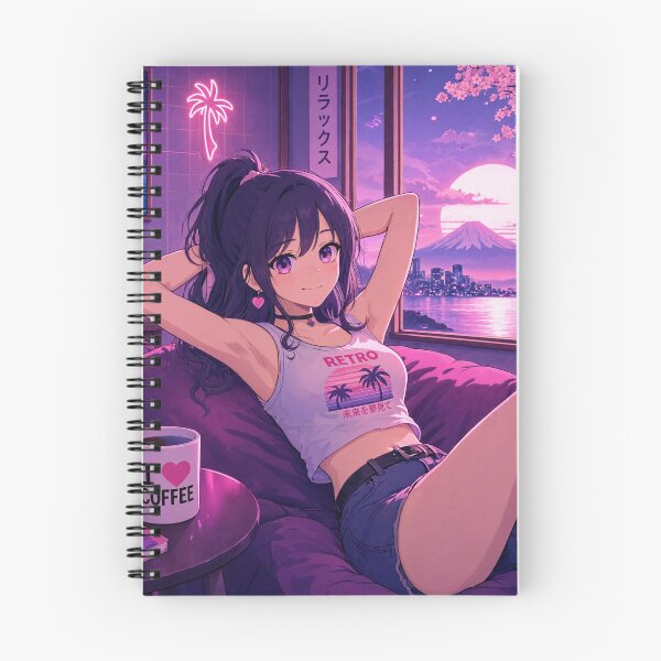 Item preview, Cute anime manga girl reclining with a cup of coffee designed and sold by Vintage Designs +.