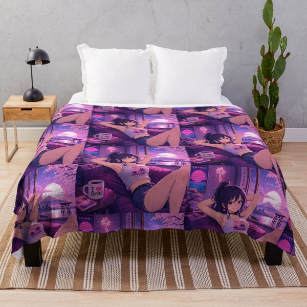 Item preview, Cute anime manga girl reclining with a cup of coffee designed and sold by Vintage Designs +.