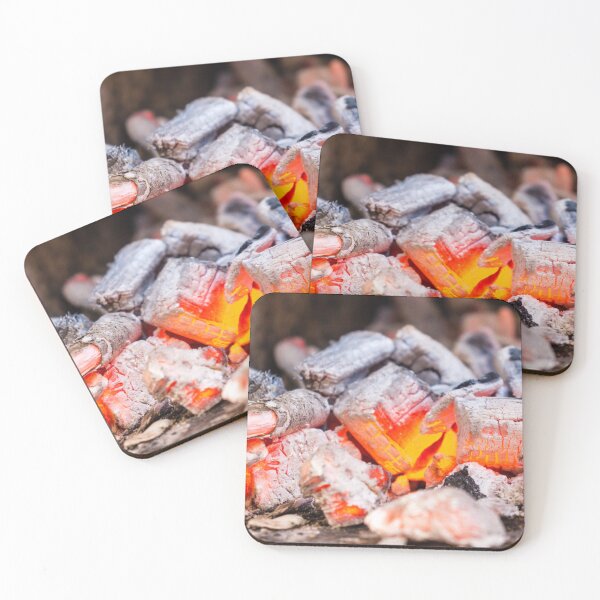 Item preview, Glowing Embers and Hot Coals of a Burning Wood Fire Close-Up With Ash and Charcoal designed and sold by Nmallia.
