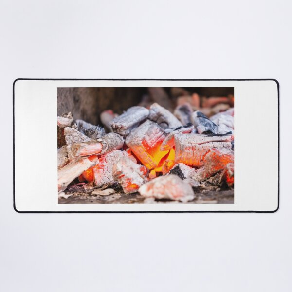 Item preview, Glowing Embers and Hot Coals of a Burning Wood Fire Close-Up With Ash and Charcoal designed and sold by Nmallia.
