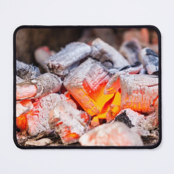 Item preview, Glowing Embers and Hot Coals of a Burning Wood Fire Close-Up With Ash and Charcoal designed and sold by Nmallia.