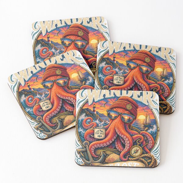 Item preview, Not All Who Wander Are Lost – Retro Adventure Octopus designed and sold by thewandswant.