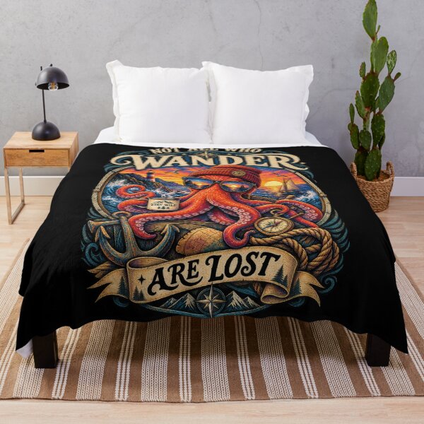 Item preview, Not All Who Wander Are Lost – Retro Adventure Octopus designed and sold by thewandswant.