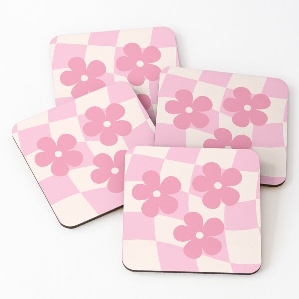 Item preview, Pink Wavy Checkerboard Retro Flowers designed and sold by jianina-alondra.