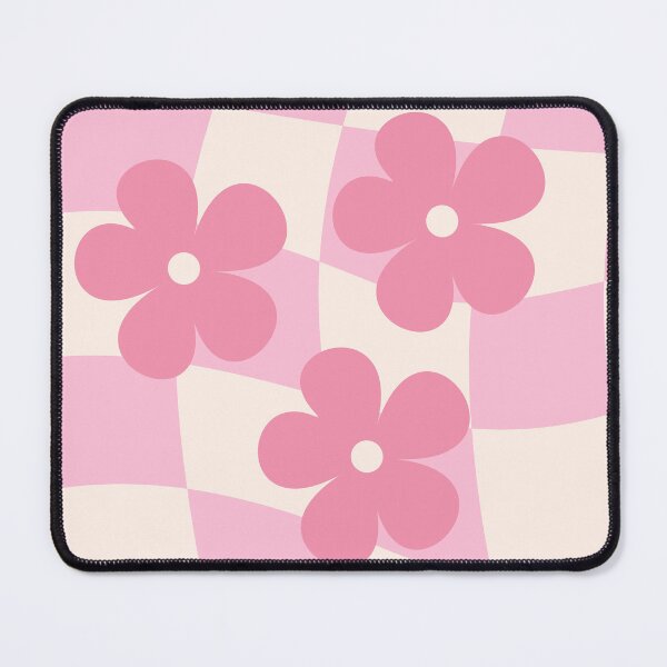 Item preview, Pink Wavy Checkerboard Retro Flowers designed and sold by jianina-alondra.