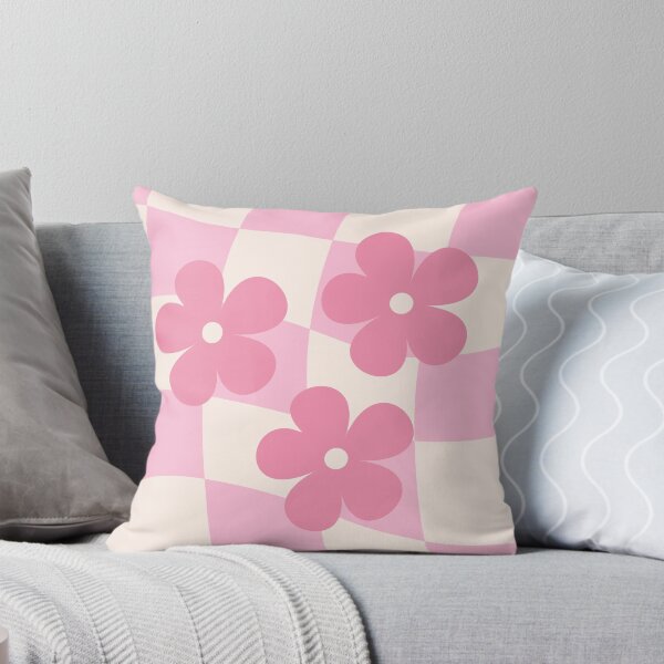Item preview, Pink Wavy Checkerboard Retro Flowers designed and sold by jianina-alondra.