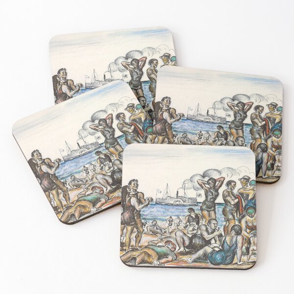 Item preview, Figures on the Beach summer coastal fun landscape painting by Reginald Marsh designed and sold by Jéanpaul  Ferro.